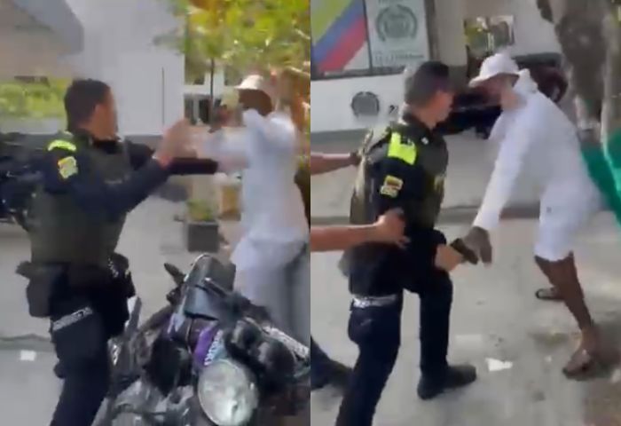 EN VIDEO: Policía y motociclista protagonizan pelea en CAI