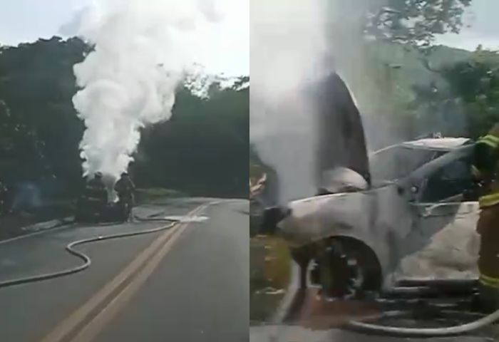 EN VIDEO: Incendio redujo a cenizas un carro