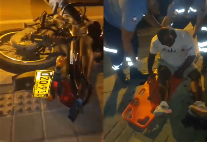 Motociclista perdió el control y casi se mata