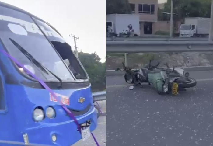 Choque de bus ‘anafe’ y moto dejó dos heridos