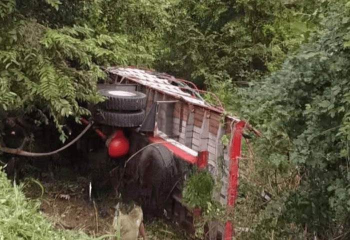 Conductor de camión perdió el control y cayó a un abismo