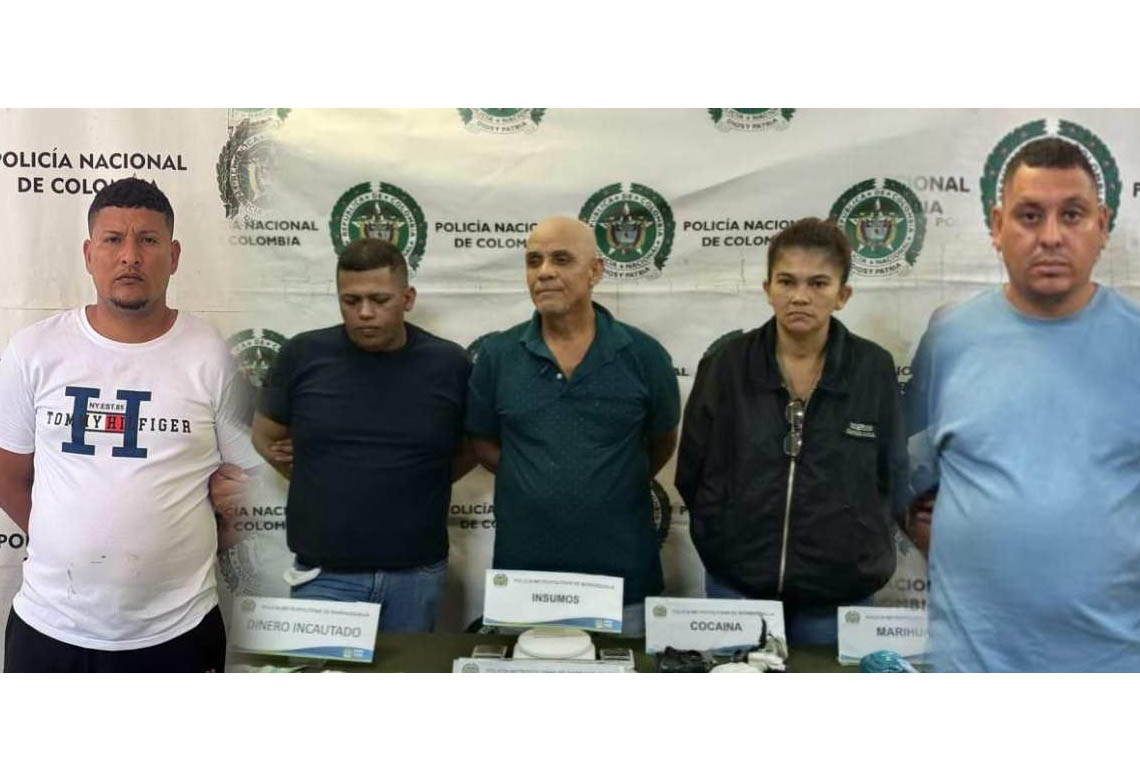 Cinco capturados y 1.6 kilos de droga incautados